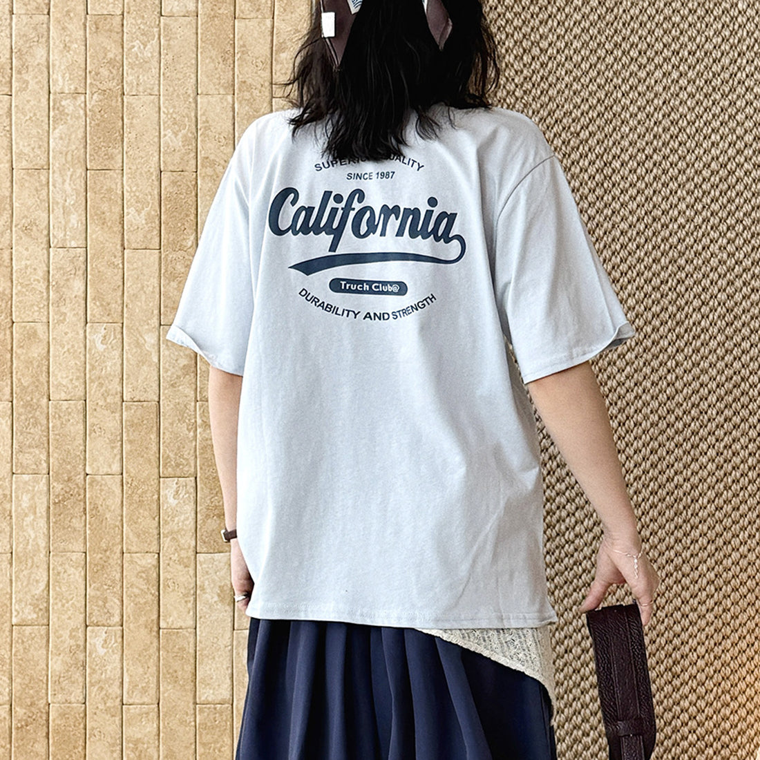 Women’s Oversized California Letter Print Cotton T-Shirt
