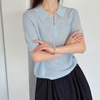 Women’s Half-Zip Hollow Knit Polo Top