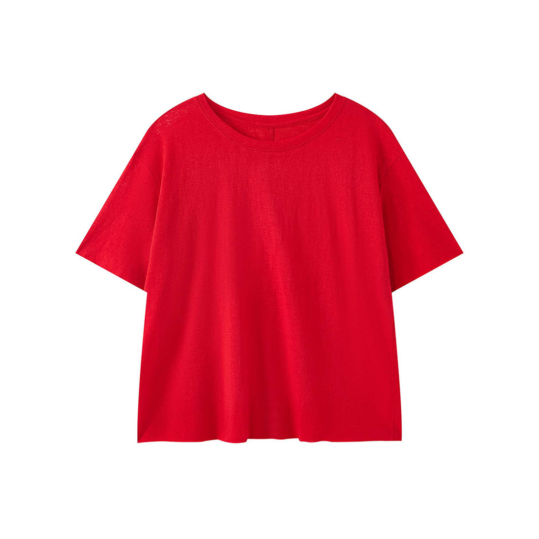 Round neck small rolled edge short sleeved slimming T-shirt