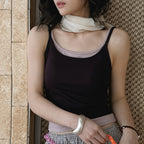 Layered slim fit tank top with stretch fabric and contrast trim