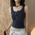 American retro button down sleeveless vest tank top