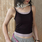 Layered slim fit tank top with stretch fabric and contrast trim