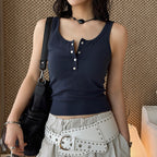 American retro button down sleeveless vest tank top