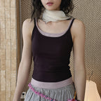Layered slim fit tank top with stretch fabric and contrast trim
