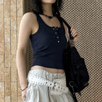 American retro button down sleeveless vest tank top