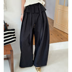 High waist pleated wide leg pants women loose drape trousers with tie waist