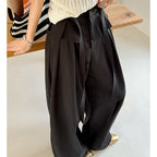 High waist pleated wide leg pants women loose drape trousers with tie waist
