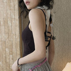 Layered slim fit tank top with stretch fabric and contrast trim