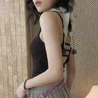 layered tank top slim fit stretchy camisole contrast trim sleeveless top