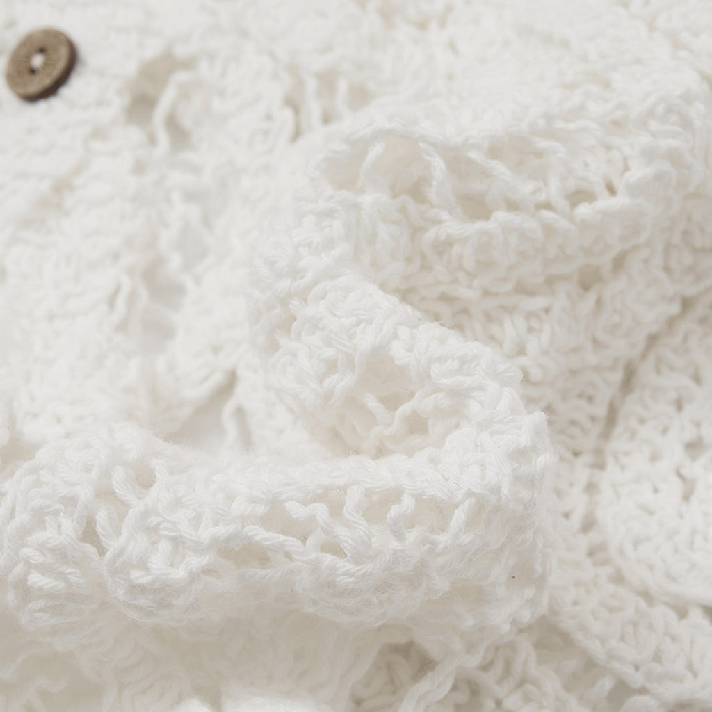 sleeveless long vest lace knit cardigan v neck button down hollow out lightweight layering top