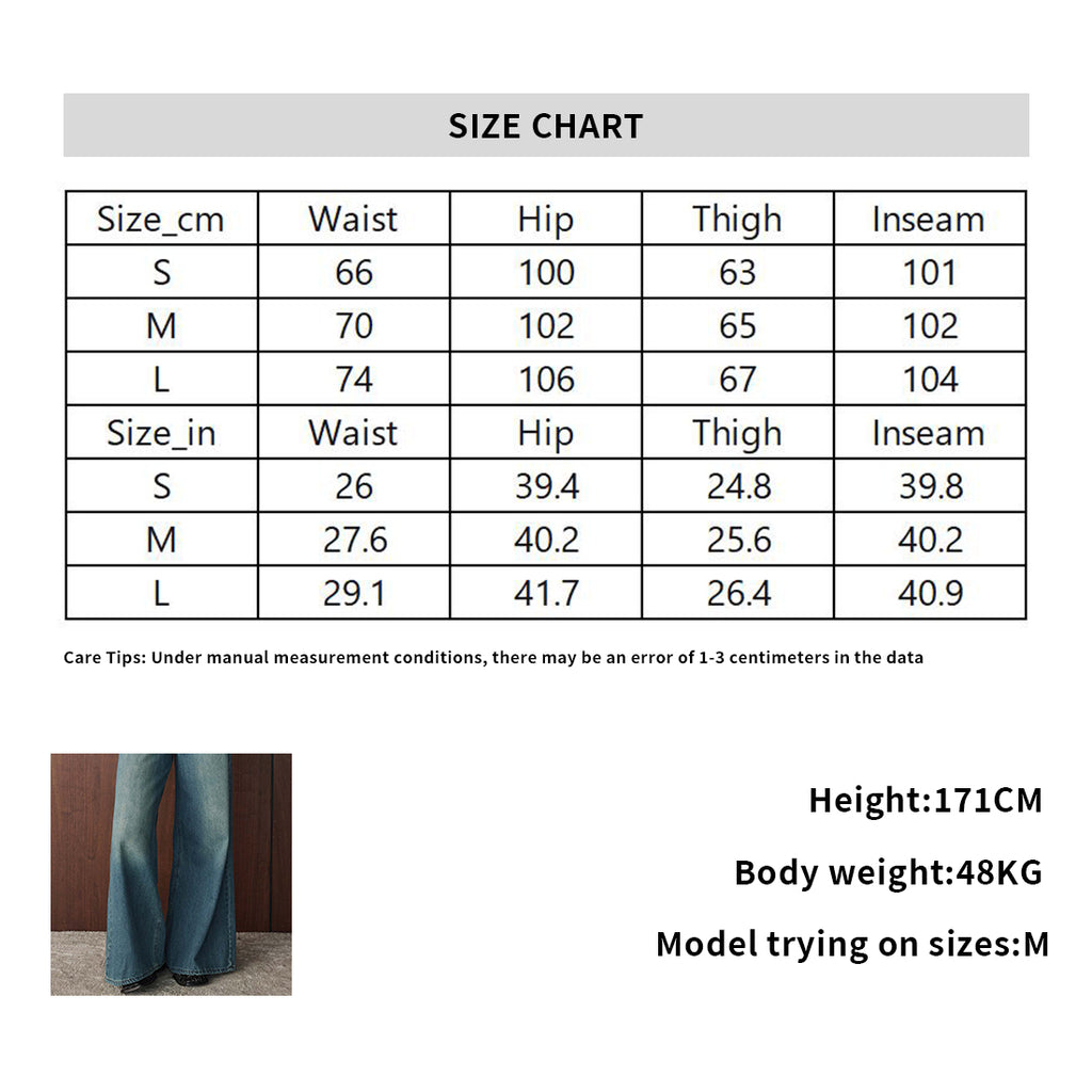 Retro washed loose micro flared jeans with belt