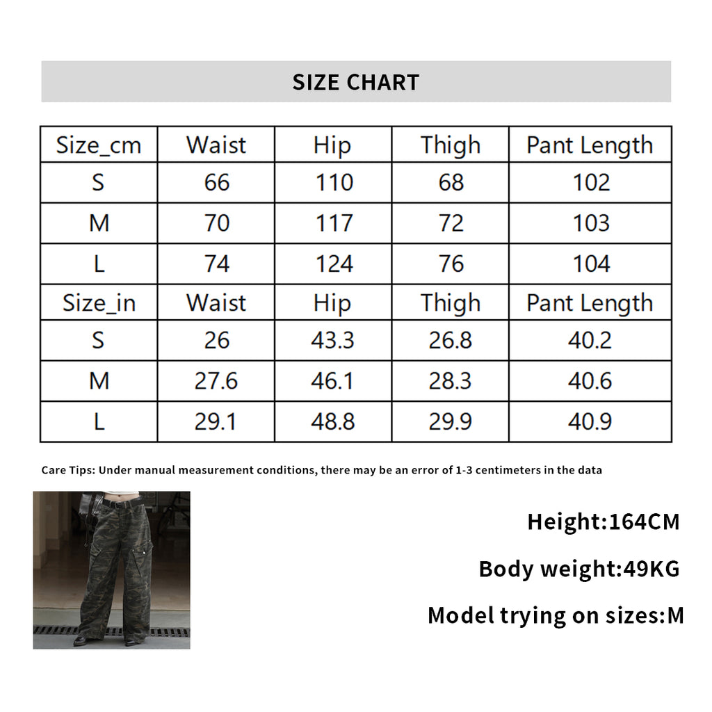 Retro large pocket casual cargo pants with belt