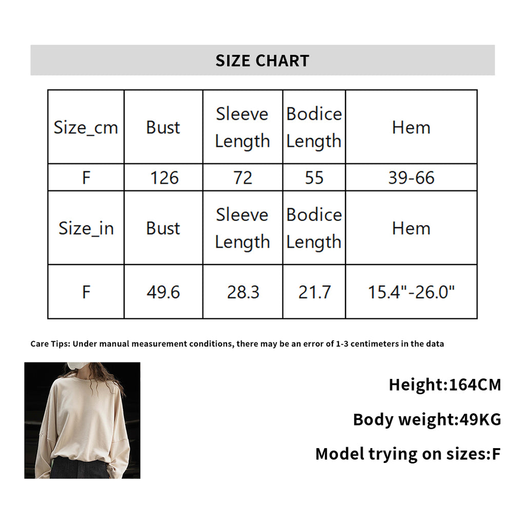 Round neck hem pleated long sleeved top sweatshirt