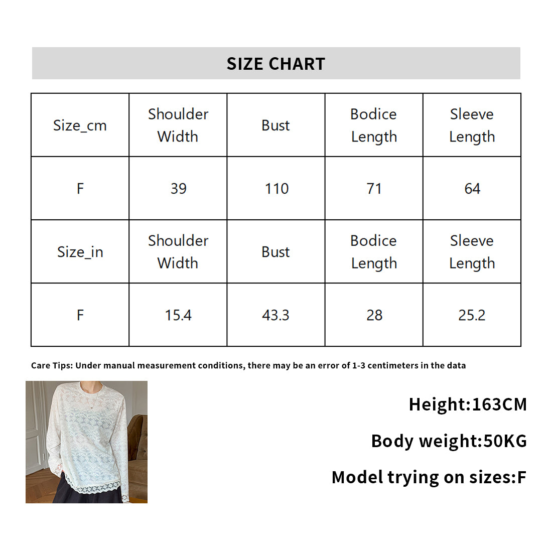 Round neck lace knitted hollow out long sleeved top