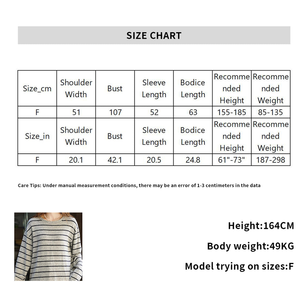 Simple striped loose round neck T-shirt top